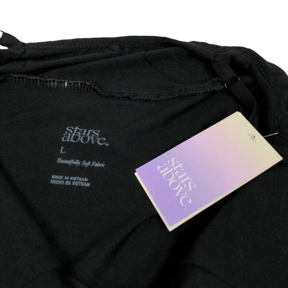 NEW Stars Above Black Chemise Nightgown Nightie Sexy Ultra Soft Padded Womens L - Picture 4 of 8